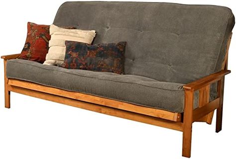 Kodiak Furniture Monterey Queen-Size Butternut Wood Futon-Thunder Gray Mattress Wooden Futon, Wood Futon, Comfortable Futon, Full Size Futon, Sleep Over, Mattress Buying, Futon Sofa Bed, Honey Oak, Futon Mattress