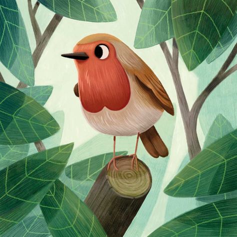 The Plum Agency | Illustrator - Adam Walker-Parker Bird On Tree Illustration, Cute Robin Illustration, Gossip Illustration, Cute Deer Illustration, Bird Illustration Drawing, Robin Bird Illustration, Bird Illustration Design, Children Illustration Art, Bird Drawing For Kids