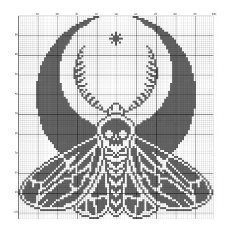 Colorwork Knitting Charts Free, Pixel Art Pattern Easy Small, Tapestry Crochet Patterns Charts, Crochet Pixel Art, Crochet Tapestries, Goth Cross Stitch, Cross Stitch Graph, Graph Crochet, The Moth