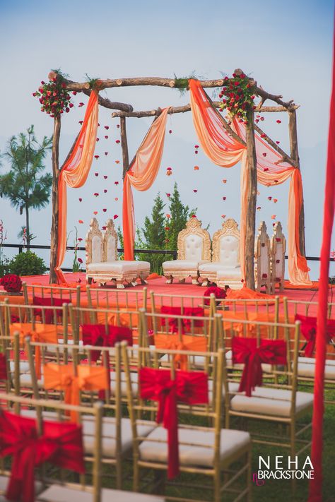 1470714885_LowResPSWedding_51 Mandap Design, Wedding Setup, Red Wedding Flowers, Mandap Decor, Desi Wedding Decor, Wedding Reception Ideas, Wedding Backdrop Decorations, Wedding Mandap, Wedding Stage Decorations