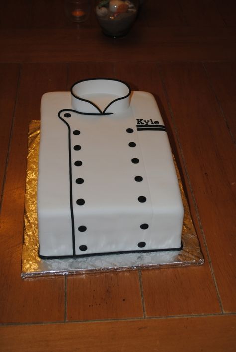 Chef's Coat Cake - would love to make this when I finish my Baking and Pastry Arts program! Chef Cake, 18th Cake, Chef Coat, Pastry Art, Vegetarian Meal, Culinary School, Specialty Cakes, Meal Recipes, Novelty Cakes