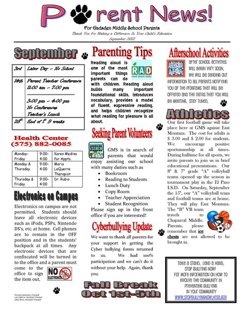 example of school newsletter - Yahoo Image Search Results Middle School Newsletter, News Letters Template Newsletter Ideas, Pto Newsletter Template Free, Parent Newsletter Ideas, School Newsletter Ideas, Elementary School Newsletter Template, Journalism Club, School Newsletter Template Free, Newsletter Sample