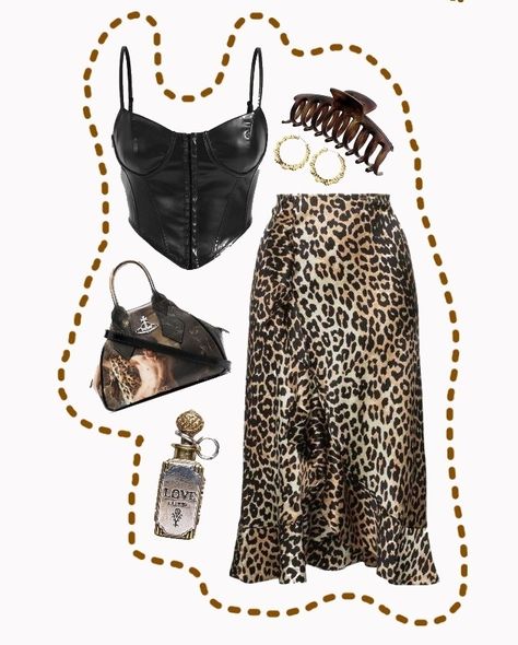 Black Corset Outfit, Corset Outfit, Outfit Png, Black Corset, Cheetah Print, Fashion Inspo Outfits, Philosophy, Fashion Inspo, Black