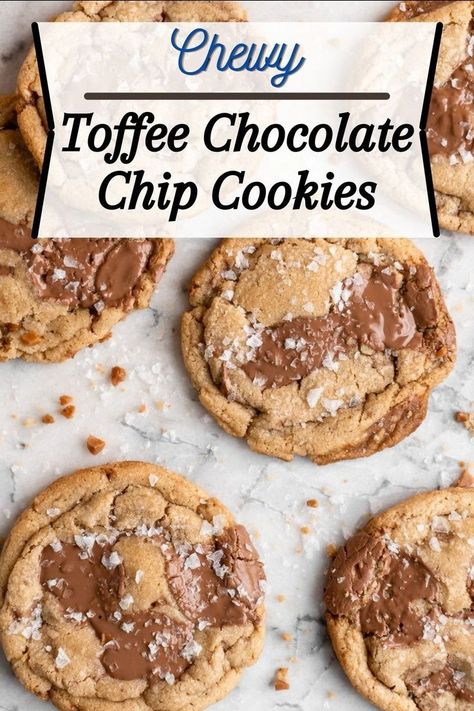 Recipe Using Milk, Toffee Chocolate Chip Cookies, Chewy Toffee, Toffee Chocolate, Milk Chocolate Chip Cookies, Toffee Chips, Toffee Recipe, Toffee Cookies, Chocolate Toffee