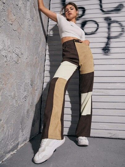 Two Color Pants, Two Tone Pants, Pants Ideas, Fashion Challenge, Colorblock Pants, Style Challenge, Colored Pants, Women Pants, First Order