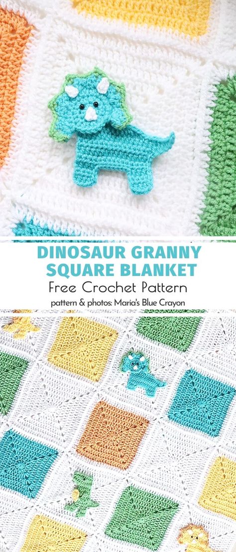 Dinosaur Crochet Pattern Free Blanket, Free Crochet Pattern For Dinosaur Blanket, Dinosaur Afghan Crochet Pattern, Dino Blanket Crochet Pattern Free, Crochet Dino Granny Square, Crochet Flat Dinosaur, Crochet Applique Dinosaur, Crochet Dinosaur Cardigan, Dinasour Applique Free Pattern