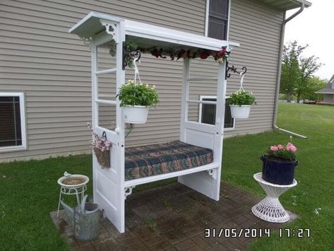 23 Best Old Door Garden Ideas To Boost Your Creativity - 178 Old Door Garden Ideas, Door Garden Ideas, Diy Gate, Old Door Projects, Small Garden Shed, Door Garden, Backyard House, Backyard Seating, Doors Repurposed