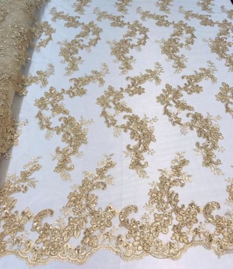 Embroidery With Sequins, Floral Lace Fabric, Cord Dress, Bridesmaid Gowns, Gowns Bridesmaid, Embroidered Lace Fabric, Fabric Embroidery, Gowns Wedding, Flower Embroidery Designs