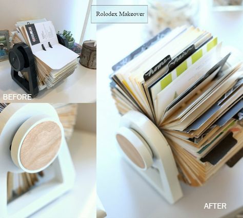 Blog Rolodex Makeover Before and After Makeover Before And After, Retro Office, Chalk Pens, White Spray Paint, Black Chalkboard, Crafty Diy, Fresh Look, Home Repair, Spray Paint