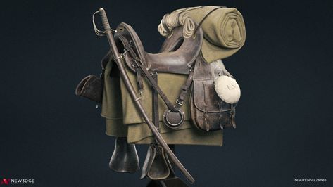 ArtStation - McClellan Cavalry Saddle - Us WWI Model 1904 , Vu Nguyen Saddle Concept Art, Saddle, Concept Art, Art Design, Quick Saves