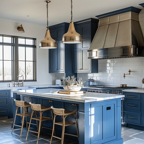 The Perfect Match: 21 Farmhouse Blue Kitchen Cabinets to Inspire Your Remodel Mozart Blue Kitchen Cabinets, Minimalist Farmhouse, Blue White Kitchens, Kitchen Cabinet Layout, Home Improvement Outdoor, White Shiplap Wall, Blue Kitchen Cabinets, Green Kitchen Cabinets, Rustic Farmhouse Kitchen