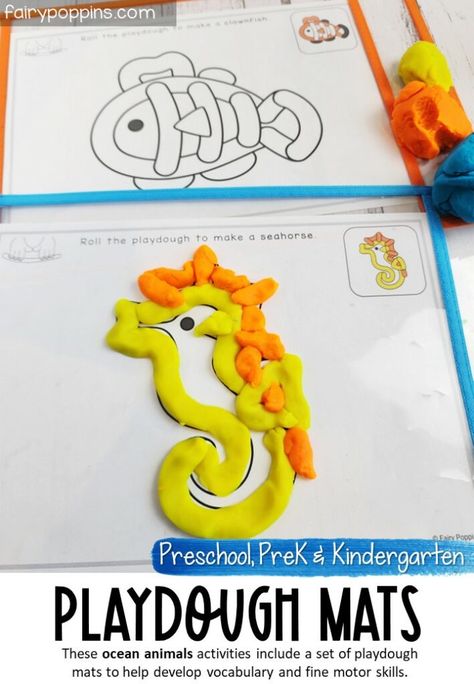 Ocean Animals Playdough Mats Fine Motor Activities Ocean Playdough, Ocean Animal Crafts, Addition Activities, Dramatic Play Area, Playdough Activities, Life Under The Sea, Ocean Activities, Playdough Mats, Number Activities