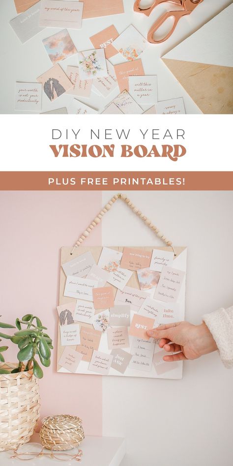 DIY New Year Vision Board Plus Free Printables Included! #visionboard #2022visionboard #freeprintable #diyvisionboard #2022 #2022goals Vision Board Kids Free Printable, Printable Vision Board Quotes, Kids New Year Goals Free Printable, Vision Board Affirmations Free Printable, Printable Vision Board Template, Free Vision Board, Diy Glue, Vision Board Diy, Vision Board Printables