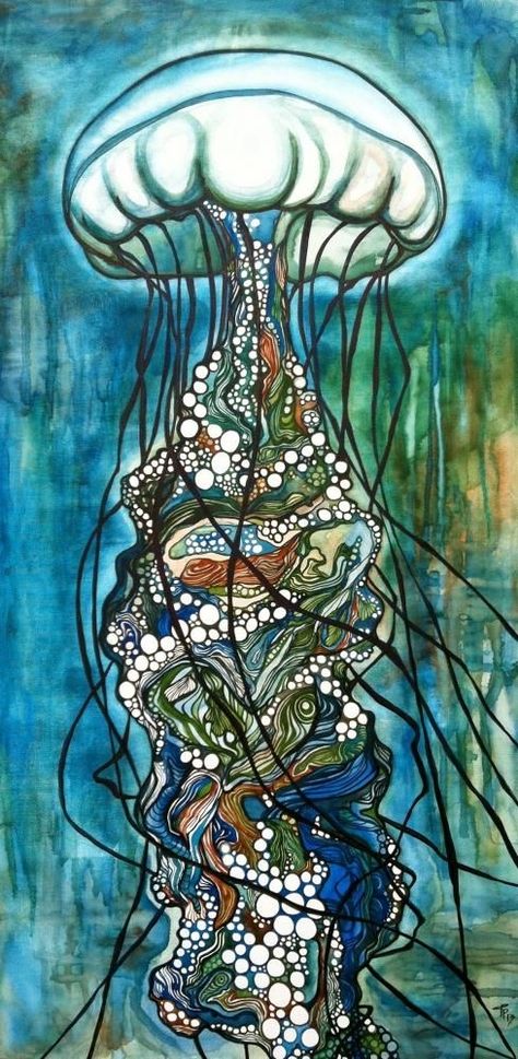 Tamara Phillips | WATERCOLOR | Untitled Tamara Phillips, Giant Jellyfish, Myth Art, Artist Research, Jellyfish Jewelry, Ocean Illustration, Ocean Tides, Gcse Art Sketchbook, Painting Skills