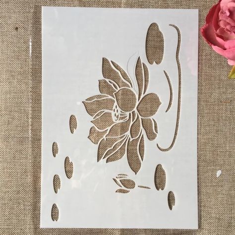 29cm A4 Lotus Pond II DIY Layering Stencils Wall Painting Scrapbook Coloring Embossing Album Decorative Template _ - AliExpress Mobile Lotus Stencil Templates, Lotus Stencil, Painting Scrapbook, Layering Stencils, Painting Details, Lotus Pond, Stencil Templates, Felt Projects, Stencil Art