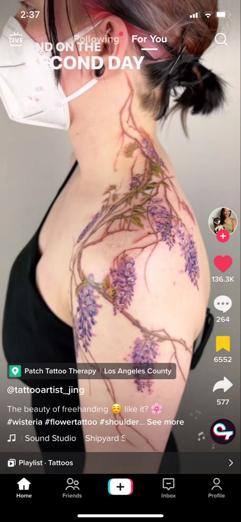 American Classic Tattoo, Shoulder Cap Tattoo, Willow Tree Tattoos, Flower Tattoo Shoulder, Plant Tattoo, Leg Sleeve Tattoo, Lily Tattoo, Botanical Tattoo, Ink Stains