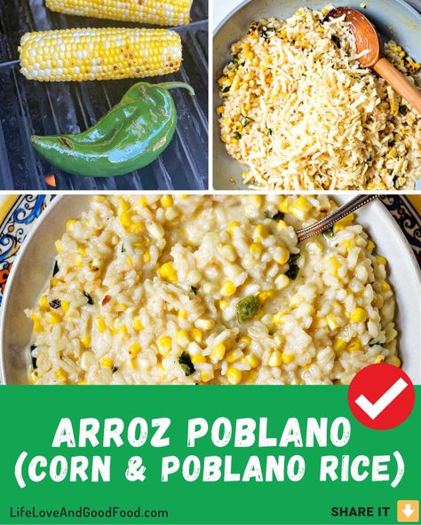 Poblano Rice Casserole, Pablano Pepper Side Dish, Creamy Poblano Rice, Canned Poblano Pepper Recipes, Poblano Salsa Recipe, Poblano Pepper Recipes, Poblano Rice, Poblano Salsa, Corn And Poblano