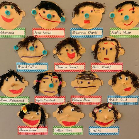 Self portraits using recycled materials/loose parts. #allaboutme #learningthroughplay #playbasedlearning #craft #selfportrait #reggioemilia #iteachk #kindergarten #alain #uae #emirati #education #ece #esl  via ✨ @padgram ✨(http://dl.padgram.com) Playbased Learning, School Decor, Self Portraits, Loose Parts, Reggio Emilia, School Decorations, Learning Through Play, All About Me!, Self Portrait