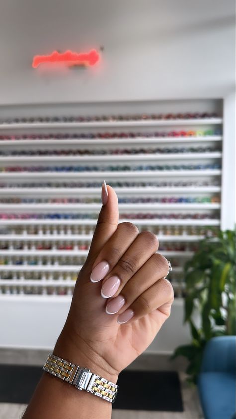 Classy Manicure Short Nails, 2024 Color Of The Year Nails, Plus Size Nails, Short Almond Nails Designs Simple Classy, French Nails Black Women, Wedding Nails Black Women, Classy Acrylic Nails Almond, Gel On Natural Nails, Kylie Nails