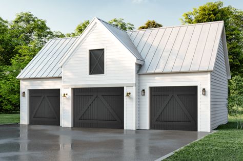 Farmhouse & Stone Homes | Shutters & Garage Door Gallery | Timberlane Detached Garage Designs, Metal Garage Buildings, Pole Barn Garage, Custom Garage Doors, Farmhouse Garage, Garage Guest House, Garage Door Styles, Garage Addition, Garage Loft