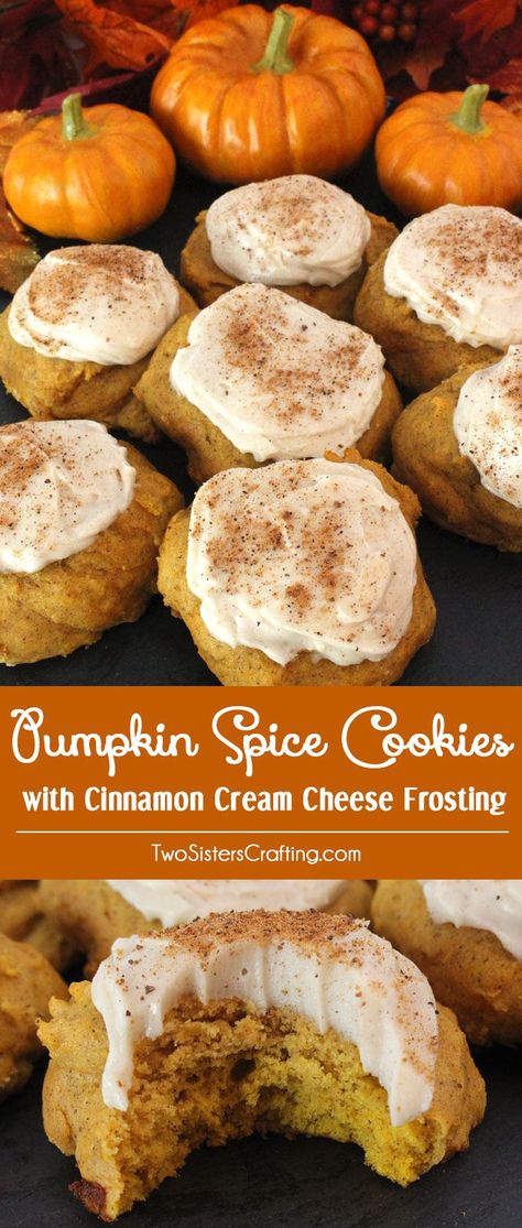 Cookies With Cinnamon, Weight Watcher Desserts, Christmas Dessert Table, Cinnamon Cream Cheese, Pumpkin Spice Cookies, Cinnamon Cream Cheese Frosting, Fall Cookies, Spice Cookies, Thanksgiving Desserts