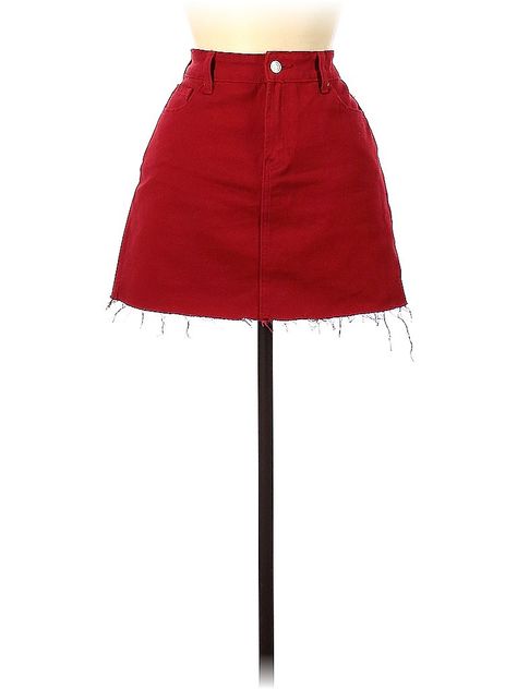 Red Denim Skirt, Descendants Dr, Red Denim, Diy Skirt, Red Jeans, Red Skirt, Red Skirts, Character Designs, Jean Skirt