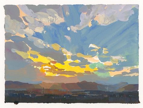 Gouache study ☀️ #gouachepainting #gouache #gouachestudy #painting #paintingoftheday #dailypainting #art #artwork #pleinairpainting… | Instagram Desert Gouache Painting, Sky Gouache Painting, Gouache Painting Buildings, Gouache Landscape Tutorial, Gouache Reference, Gouache Scenery, Gouache Sky, Gouache Abstract, Landscape Gouache