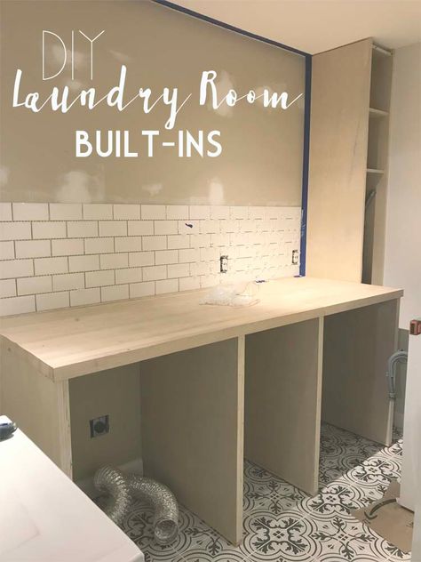 Laundry Room Built Ins, Ikea Laundry Room, Diy Laundry Room, Laundry Room Countertop, Custom Laundry Room, Stacked Laundry Room, Laundry Room Ideas Small Space, Small Laundry Room Makeover, Basement Laundry Room