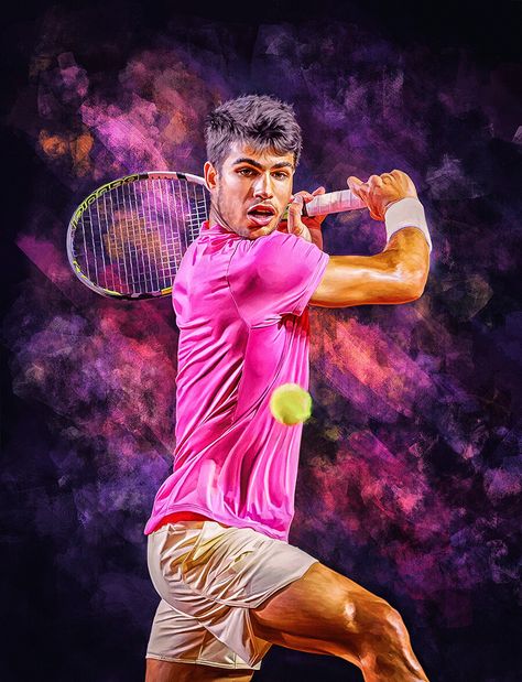 Carlos Alcaraz, Tennis Fan, Wall Poster, Print Wall, Art Gift, Digital Artwork, Digital Artist, Tennis, Fan Art