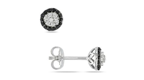 1/4 Carat Black and White Diamond Sterling Silver Earrings with Black Rhodium Black Diamond Earrings Studs, Black Diamond Studs, Black Diamond Jewelry, White Diamond Earrings, Halo Diamond Earrings, Black Diamond Earrings, Diamond Cluster Earrings, Halo Earrings, Chic Earrings