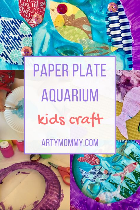 PAPER PLATE AQUARIUM: Come Swim Under the Sea with Me! – ARTY MOMMY: These paper plate aquariums are perfect for an ocean-themed lesson, party or beach vacation activity. Two painted paper plates, paper collage fish, gemstones and embellishments and you're set! Teach your kids about ocean life or fish identification with this craft. Aquarium For Kids, Paper Plate Crafts For Kids, Kidz Bop, Vacation Activities, Group Project, Paper Plate Crafts, Baby Diy, Paper Crafts For Kids, Easy Crafts For Kids