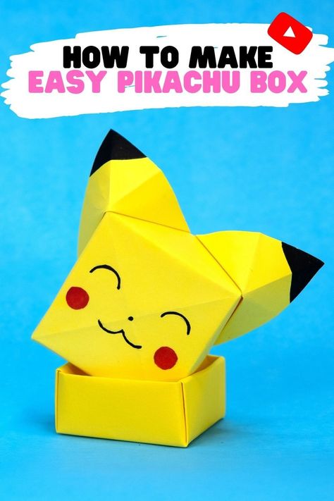 Origami Pokemon Easy, Pokemon Crafts For Kids Easy, Pikachu Craft, Origami Crafts For Kids, Origami Tutorial Step By Step, Easy Paper Origami, Diy Pokemon Crafts, Pikachu Diy, Pokemon Origami