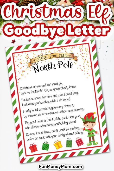 Elf On The Shelf Goodbye, Letter Free Printable, Printable Elf On The Shelf, Elf Goodbye, Elf Goodbye Letter, Elf Notes, Rhyming Poems, Goodbye Letter, Elf Letters