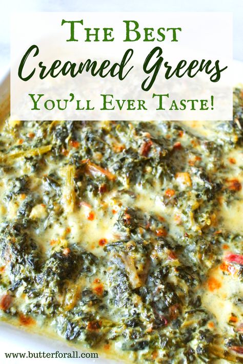 Creamed Spinach And Kale, Creamed Collard Greens Recipe, Creamed Kale And Spinach Recipes, Keto Collard Greens Recipe, Creamed Beets Recipe, Creamed Collard Greens, Creamed Swiss Chard Recipes, Boiled Kale Recipes, Healthy Greens Recipes