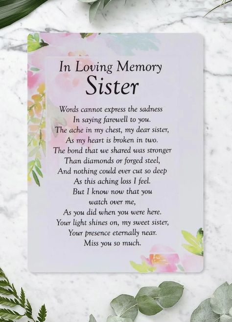 Watercolour Rainbow, My Sweet Sister, Sister Poems, Memorial Poems, Memorial Cards, Dear Sister, In Memory Of Dad, Gone Too Soon, Memorial Plaque