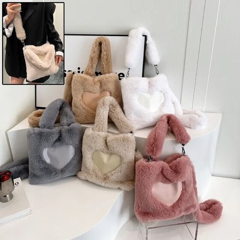 Get your hands on a variety of women's fashion items including a fluffy shoulder bag, silicone handbag, retro design bag, and faux fur coat 🛍️ Upgrade your wardrobe now! #FashionFinds #WomensStyle #WinterFashion #OnlineShopping Fluffy Tote Bag, Fluffy Shoulder Bag, Daily Fashion Outfits, Winter Tote, Winter Handbags, Hand Strap, Crossbody Messenger Bag, Shopping Bags, Handbags For Women