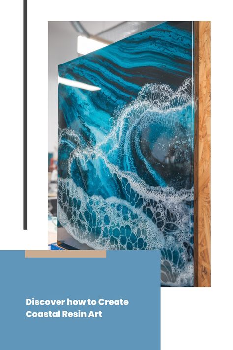 Abstract coastal resin artwork in shades of blue and white showcasing ocean waves. Resin Art Ideas, How To Get Waves, Resin Ocean Art, Ocean Resin Art, Acrylic Pouring Techniques, Ocean Resin, Ocean Scenes, Epoxy Resin Art, Crafts Beautiful