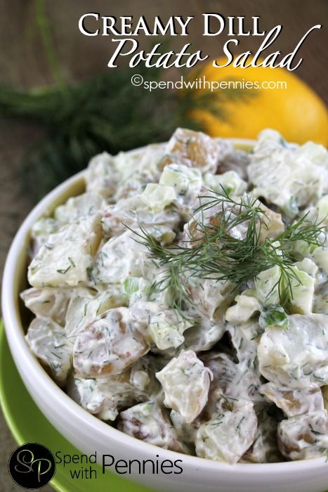 Creamy Dill Potato Salad! The perfect side! Made by SpendWithPennies.com #dill #side #potatosalad Sour Cream Dill Potato Salad, Dill Potato Salad, Dill Potato, Potato Salad Dill, Potatoe Salad, Dill Potatoes, Potato Salad Healthy, Potato Salads, Potato Salad With Egg