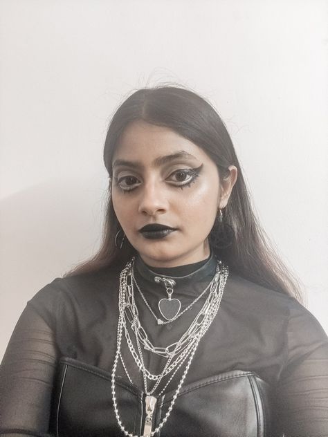 Indian Goth Girl with trad alternative Goth eye makeup and fashion Goth Indian Girl, Indian Goth, Goth Makeup Looks, Traditional Goth, Goth Prom, Gothic Nails, Goth Girl, Indian Man, Goth Makeup