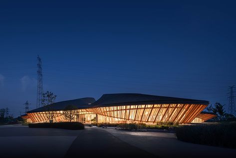 z-one architects clusters soft light-wells with luminous center in nantong Parking Plan, Resort Design Plan, Tourist Center, Bamboo Structure, Bamboo Architecture, Underground Homes, Parametric Architecture, Resort Design, Timber Structure