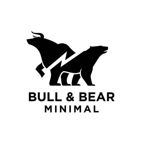 Bear And Bull Logo, Bull And Bear Logo, Bear Vs Bull, Black Logo Design, Bride Cartoon, Trade Logo, Bear Logo Design, Bull Bear, Bull And Bear