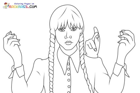 Wednesday Addams Coloring Pages Wednesday Addams Coloring Pages, Wednesday Coloring Pages, 9 Film, Family Coloring Pages, Pale Complexion, Family Coloring, Coloring Supplies, Beauty Art Drawings, Cool Coloring Pages