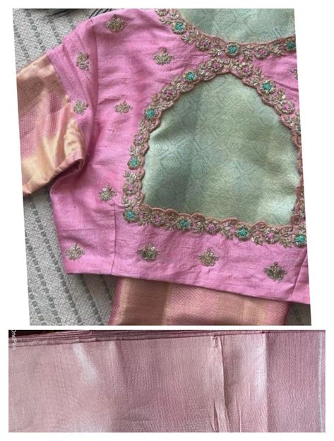 Baby Pink Maggam Work Blouses, Baby Pink Pattu Saree, Pink Blouse Designs For Saree Pattu, Latest Work Blouses For Pattu Sarees, Simple Maggam Work Blouse Designs, Maggam Work Blouse Designs Latest For Pattu Sarees, Magam Work Blouses Latest, Pink Blouse Work, Work Blouse Designs Latest