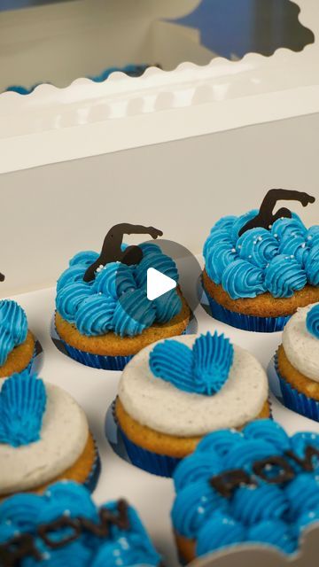 Steph Carr on Instagram: "3 design ideas for swim team cupcakes! These were for Valentine’s Day so the hearts may not be a go-to year round… but hey, if they love swimming then why not!! . . . #cupcakedecorating #cupcakes #oreo #oreocupcakes #cupcakedesign #swimming #swimmingcupcakes #cupcakereels" Swim Team Cupcakes, Orca Cupcakes, Swimming Pool Cupcakes, Swim Party Cupcakes, Team Cupcakes, Swimming Cupcakes, Blue Swirl Cupcakes, Cupcakes Oreo, Oreo Cupcakes