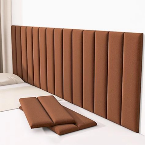 Upholstered Wall Panels 23x70cm, 3D Anti-Collision Wall Padding, Self-Adhesive Wall Padding for Bed, Tatami Wall Stickers for Bedrooms, Children's Room Dance Club(Brown,10 pcs) Full Wall Headboard, Peel And Stick Headboard, Padded Wall Panels, Wall Headboard Ideas, 2025 Inspiration, Male Bedroom, Headboard Alternative, Alexa Home, Upholstered Wall Panels