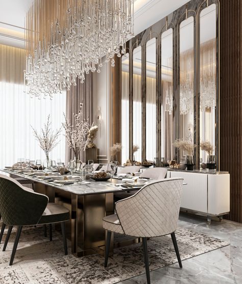 Neo Classic Dining Room, Classic Dining Room Design, Luxury Dining Room Decor, Dining Room Design Luxury, Interior Design Dining, Dining Interior, Classic Dining Room, Dinning Room Design, Interior Design Dining Room