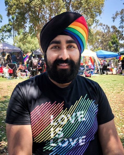 Sikh Man Rocks Rainbow Turban For Pride And The Internet Loves It | HuffPost Turban Men, San Diego Pride, Diani Beach, Rainbow Hats, My Identity, Grad Student, Pride Parade, Keanu Reeves, Proud To Be