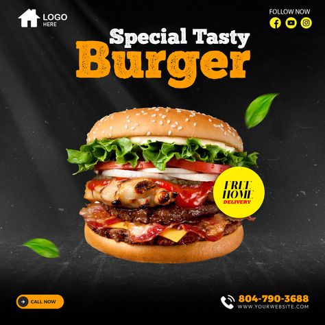 Burger poster design using photoshop if you want poster and logo deisgn contact me Food Design Poster, Burger Poster Design, Poster Burger, Burger Poster, Poster Landscape, Delicious Burgers, Food Poster, Food Design, Poster Design