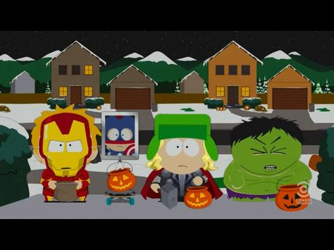 South Park As The Avengers South Park Episodes, Halloween Episodes, Trey Parker, South Park Memes, What Is Halloween, Best Crossover, Bloc Party, Sin City, Comedy Central