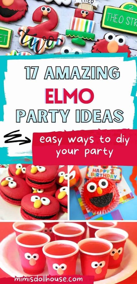 Ideas for an amazing Elmo party Does your little one LOVE Elmo?  If so...why not plan an Elmo themed birthday party.  With fun Elmo themed ideas and treats...you will love all the simple and creative ways you can set up a truly AMAZING Elmo party! #elmo #sesamestreet #party #partyideas #freeprintable #diy via @mimisdollhouse Elmo’s World Birthday Party Boy, Sesame Street Birthday Party Ideas Food, Elmo Birthday Party Girl, Diy Elmo Birthday Party, Elmo Party Ideas, Elmo Themed Birthday Party, Elmo Birthday Party Decorations, Sesame Street Party Ideas, Street Party Ideas